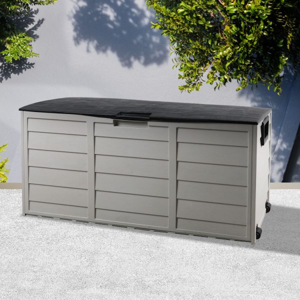 290L Outdoor Storage Box Garden Lockable Toys Tools Container Waterproof Indoor – Grey