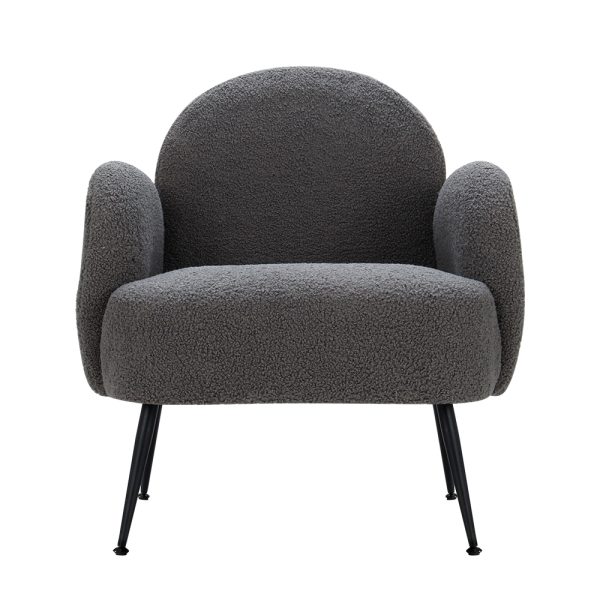 Armchair Lounge Chair Armchairs Accent Arm Chairs Sherpa Boucle – Charcoal