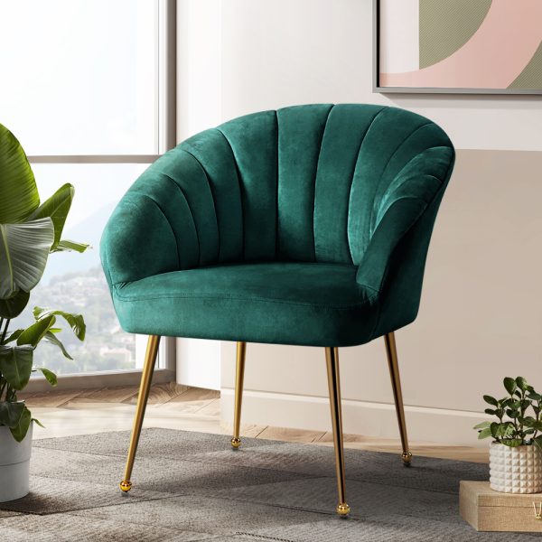 Armchair Lounge Chair Accent Armchairs Chairs Velvet Sofa Couch – Green