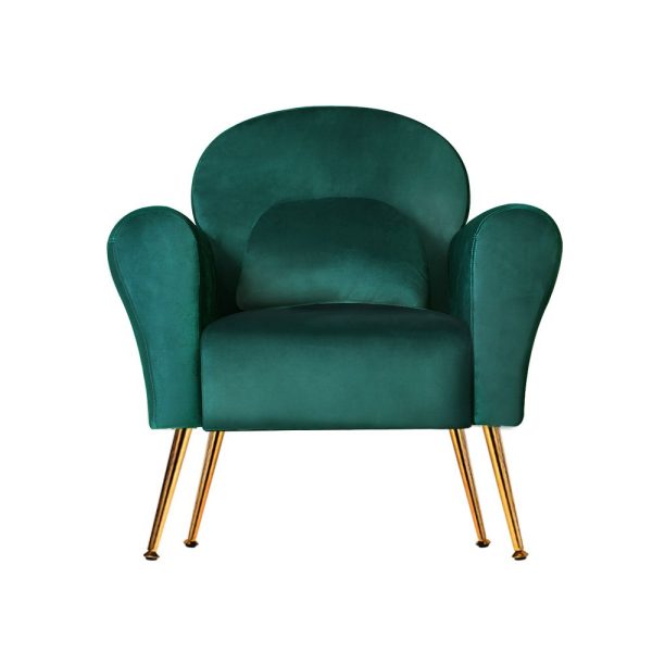 Armchair Lounge Chair Accent Armchairs Chairs Sofa Cushion Velvet – Green