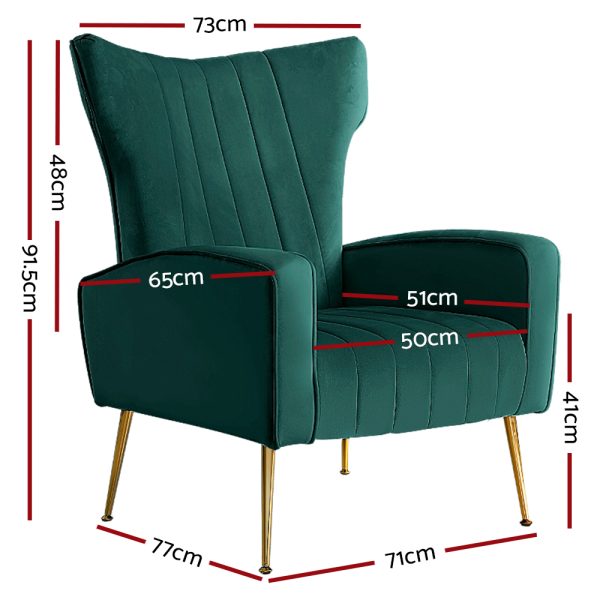 Armchair Lounge Chairs Accent Armchairs Chair Velvet Sofa Seat – Green