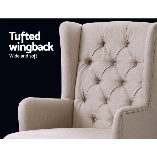 Rocking Armchair Feedining Chair Fabric Armchairs Lounge Recliner – Beige