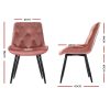 Set of 2 Starlyn Dining Chairs Kitchen Chairs Velvet Padded Seat – Pink