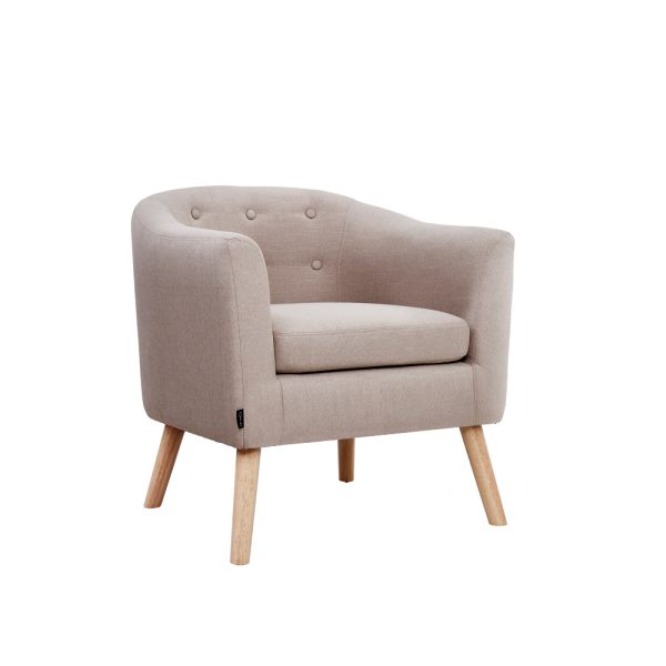 ADORA Armchair Tub Chair Single Accent Armchairs Sofa Lounge Fabric – Beige