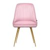 Set of 2 Dining Chairs Retro Chair Cafe Kitchen Modern Metal Legs Velvet – Pink