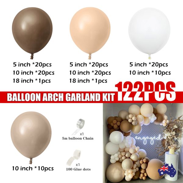 Balloon Arch Kit Set Garland Birthday Wedding Baby Shower Party Decor – 122 (Coffee)