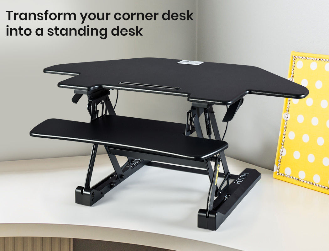 FORTIA Desk Riser Monitor Standing Stand For Corner Desk Adjustable