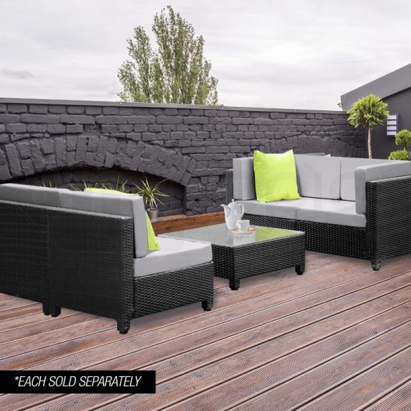 LONDON RATTAN 1pc Coffee Table Outdoor Wicker Sofa Furniture Lounge Garden. – Black