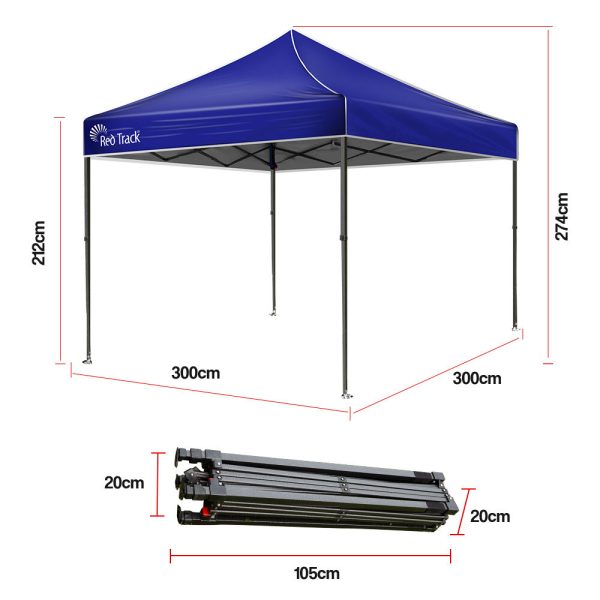 Red Track 3x3m Folding Gazebo Shade Outdoor Pop-Up Foldable Marquee