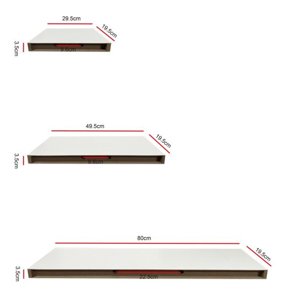 Ekkio Floating Shelf Set of 3 EK-WS-SH – White