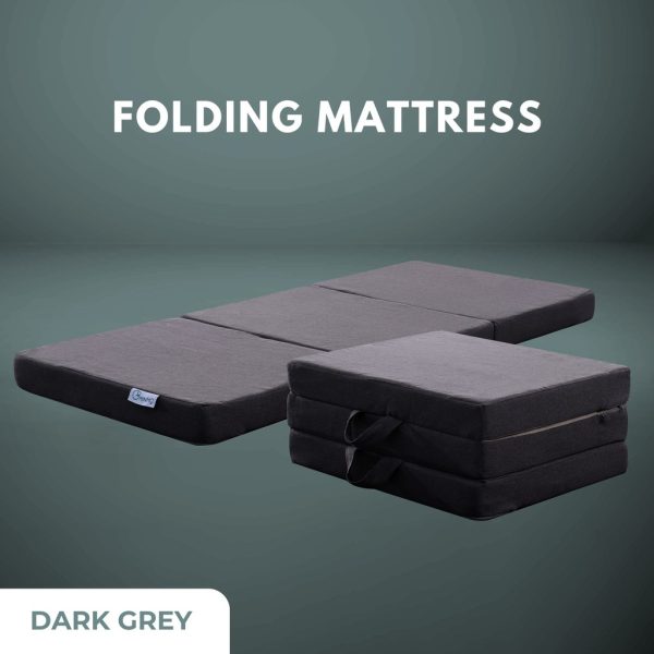 Batavia 3 Fold Folding Mattress – SINGLE, Gark Grey