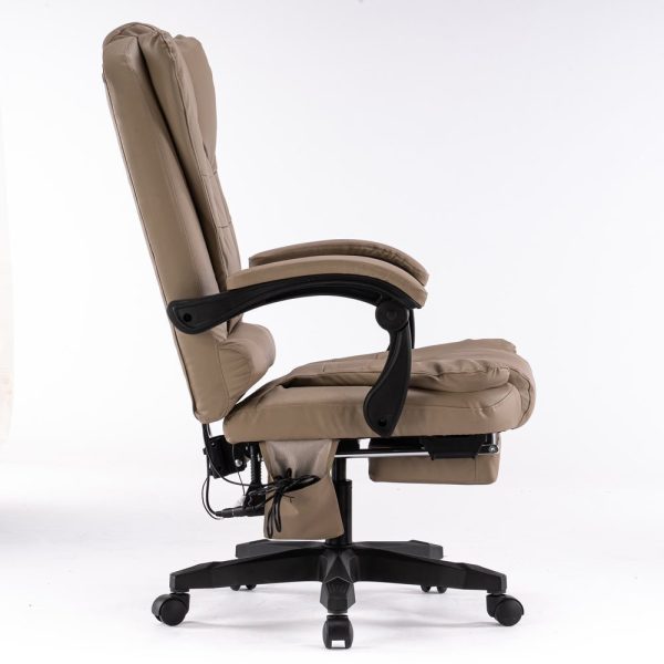 8 Point Massage Chair Executive Office Computer Seat Footrest Recliner Pu Leather – Beige