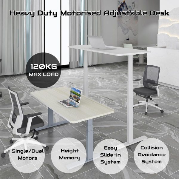 Standing Desk Height Adjustable Sit Stand Motorised Dual Motors Frame – Grey