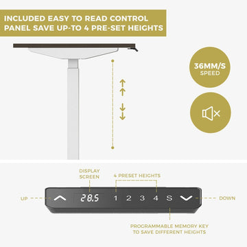 Standing Desk Height Adjustable Sit Stand Motorised Dual Motors Frame Top – Black