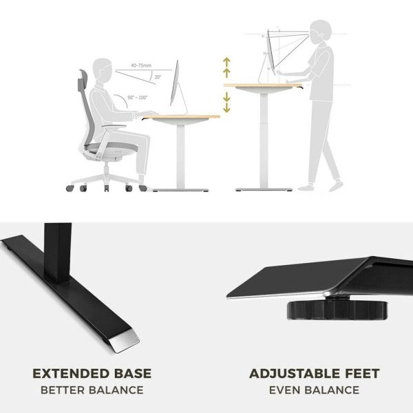 Standing Desk Height Adjustable Sit Stand Motorised Dual Motors Frame Only – Grey