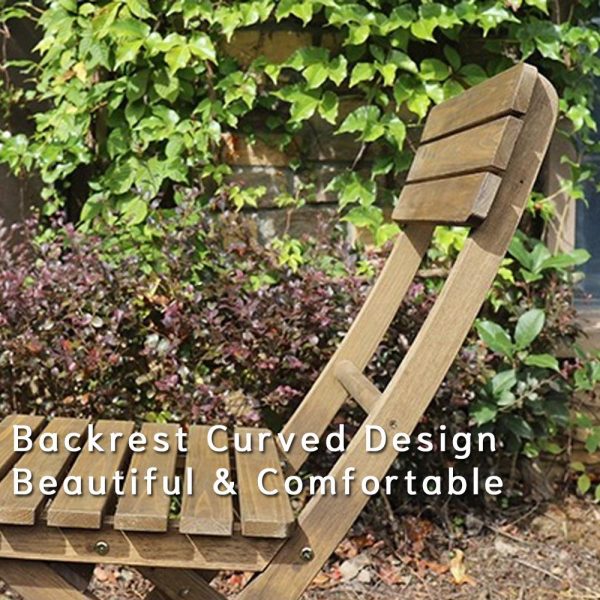 Folding Bistro Set Solid Fir Wood Table Garden Outdoor Lounge