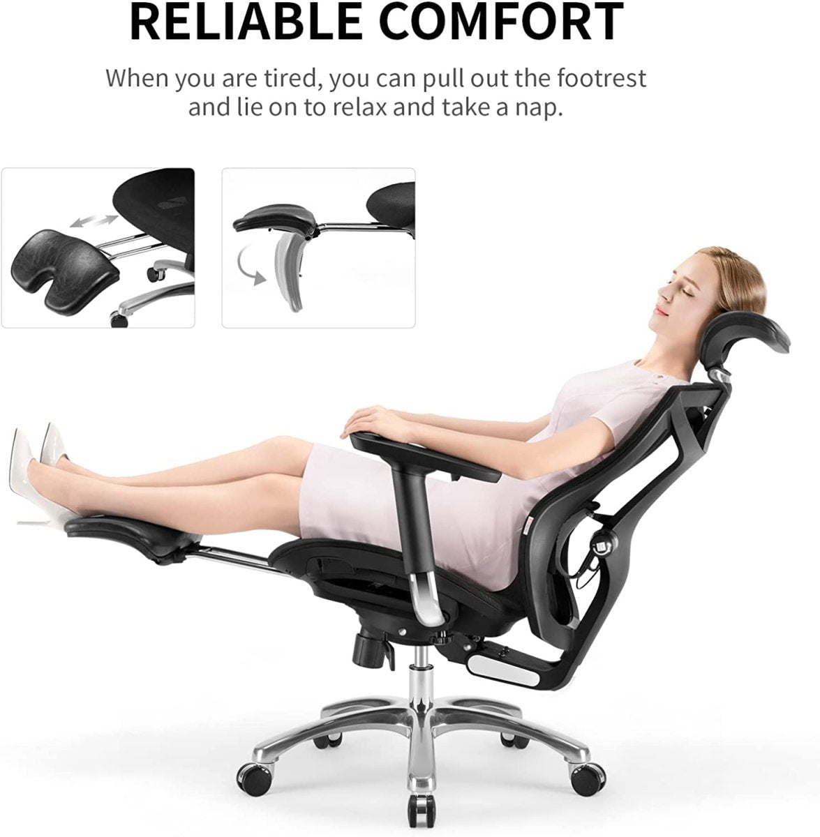 Sihoo Ergonomic Office Chair V1 4D Adjustable High-Back Breathable With Footrest And Lumbar Support