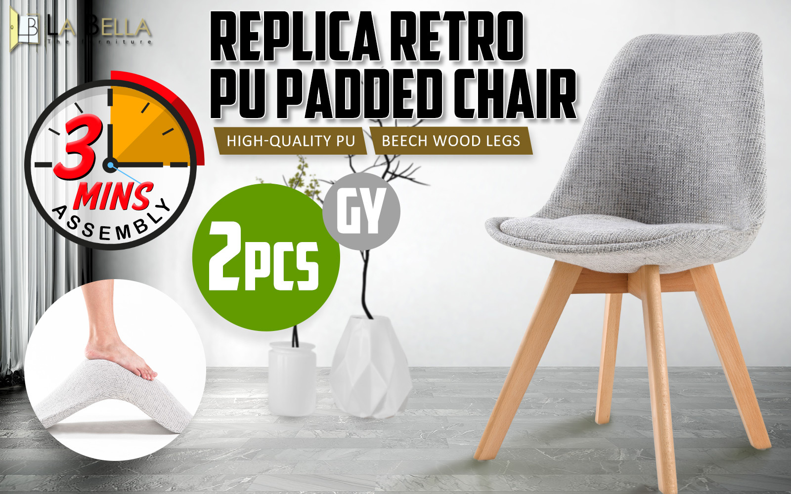 La Bella Retro Dining Cafe Chair Padded Seat