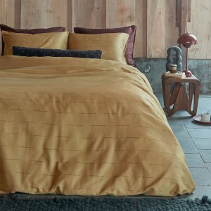 Blurred Lines Yellow Cotton Sateen Quilt Cover Set King