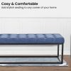 Cameron Button-Tufted Upholstered Bench with Metal Legs – Blue