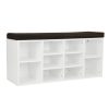 Shoe Rack Cabinet Organiser Black Cushion – White – Brown and White