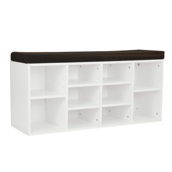 Shoe Rack Cabinet Organiser Black Cushion – White