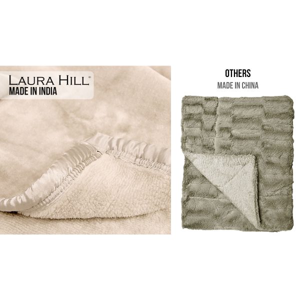 Laura Hill 600GSM Faux Mink Blanket Double-Sided Queen Size – Beige