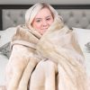 Laura Hill 600GSM Faux Mink Blanket Double-Sided Queen Size – Beige