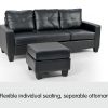 Hersham Corner Sofa Lounge Couch with Chaise – Black