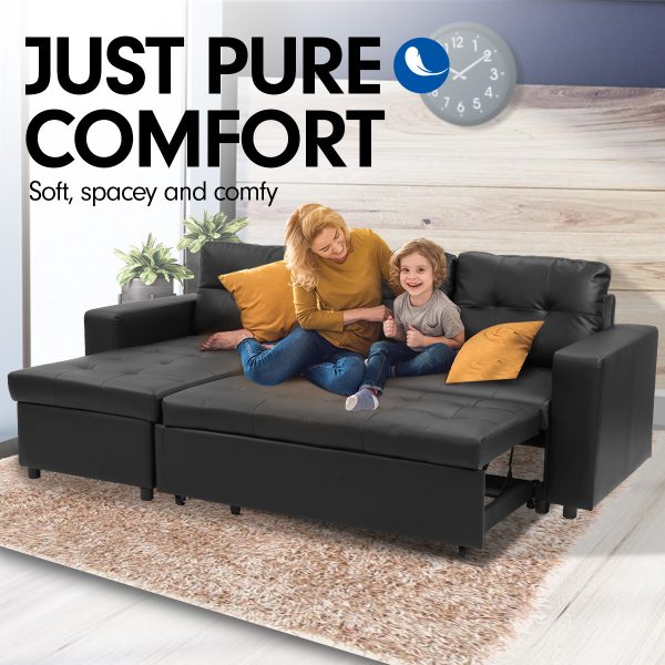 Hackney 3-Seater Corner Sofa Bed Storage Lounge Chaise Couch