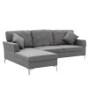 Terrytown Linen Corner Sofa Couch Lounge L-shape with Chaise – Dark Grey, Right Chaise