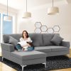 Terrytown Linen Corner Sofa Couch Lounge L-shape with Chaise – Dark Grey, Right Chaise