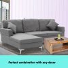 Terrytown Linen Corner Sofa Couch Lounge L-shape with Chaise – Dark Grey, Right Chaise