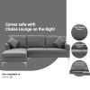 Terrytown Linen Corner Sofa Couch Lounge L-shape with Chaise – Dark Grey, Right Chaise