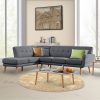 Bulwell Faux Linen Corner Sofa Lounge L-shaped with Chaise – Dark Grey, Left Chaise
