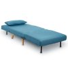Mosgiel Adjustable Chair Single Sofa Bed Faux Linen – Blue