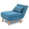 Mosgiel Adjustable Chair Single Sofa Bed Faux Linen – Blue