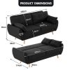 Troutdale 3 Seater Modular Linen Fabric Sofa Bed Couch Futon – Black