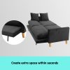 Mossley 3 Seater Faux Velvet Wooden Sofa Bed Couch Furniture – Black