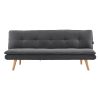 Heywood 3 Seater Linen Sofa Bed Couch Lounge Futon – Dark Grey