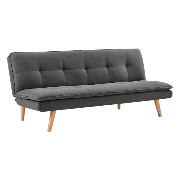 Heywood 3 Seater Linen Sofa Bed Couch Lounge Futon – Dark Grey