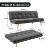 Heywood 3 Seater Linen Sofa Bed Couch Lounge Futon – Dark Grey