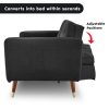 Perkiomen Faux Velvet Tufted Sofa Bed Couch Futon – Black