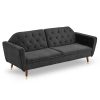 Perkiomen Faux Velvet Tufted Sofa Bed Couch Futon – Black