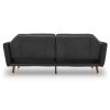 Perkiomen Faux Velvet Tufted Sofa Bed Couch Futon – Black