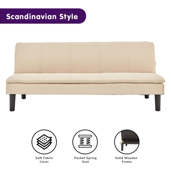 Nederland 3 Seater Modular Faux Linen Fabric Sofa Bed Couch – Beige