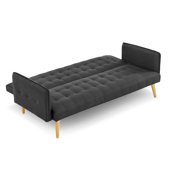 Nanbona 3 Seater Modular Linen Fabric Sofa Bed Couch – Black