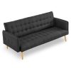 Nanbona 3 Seater Modular Linen Fabric Sofa Bed Couch – Black