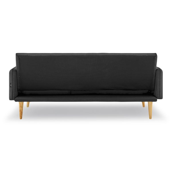 Nanbona 3 Seater Modular Linen Fabric Sofa Bed Couch – Black