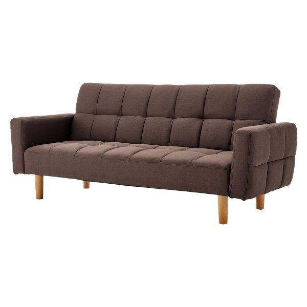 Pensacola 3-Seater Fabric Sofa Bed Futon – Brown